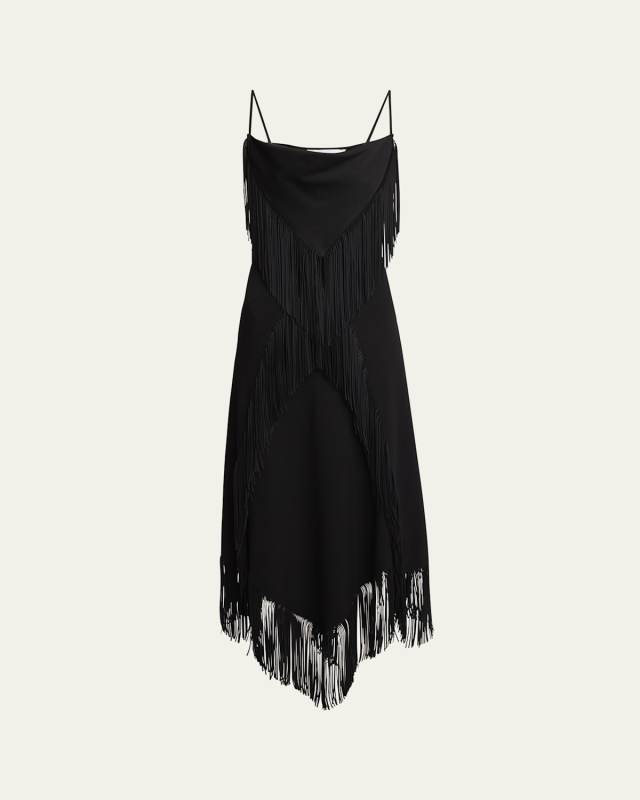 Fringe Asymmetric Tank Dress